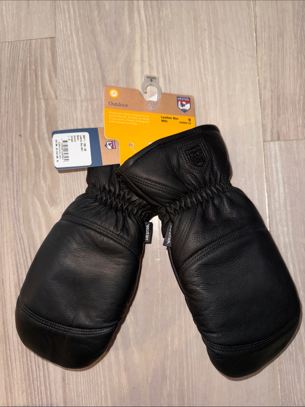 Hestra Black Leather Mittens - Men's